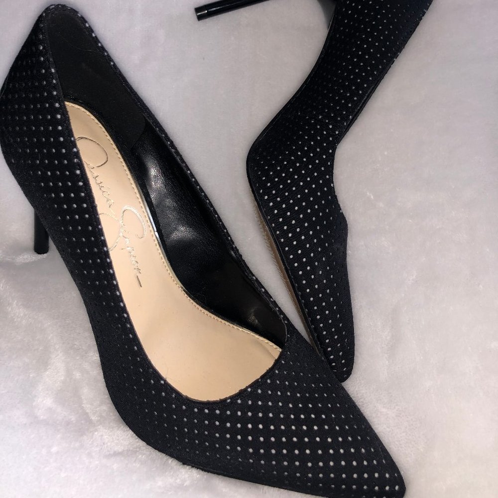 Jessica Simpson Black White Polkadot Pumps